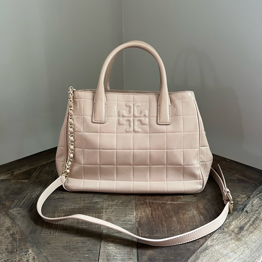 Tory Birch patent leather tote with detachable strap